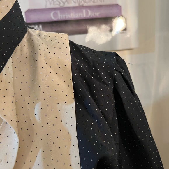 100% Silk Blouse Black and white Polkadot - Picture 5 of 9
